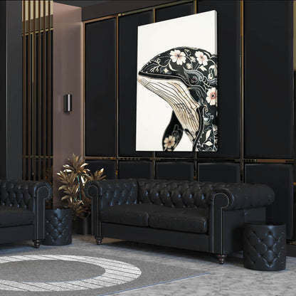 Floral Elegance Whale Art