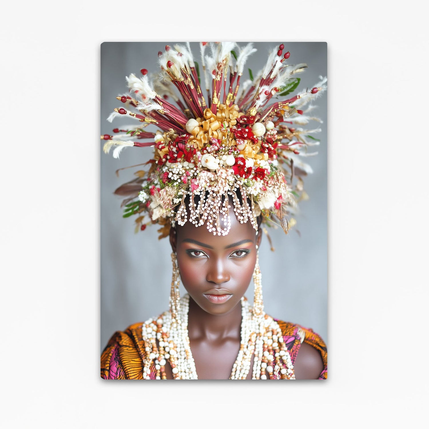 Floral Large African Wall Art — african art canvas print in white tones