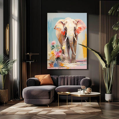 Floral Pastel Elephant Art