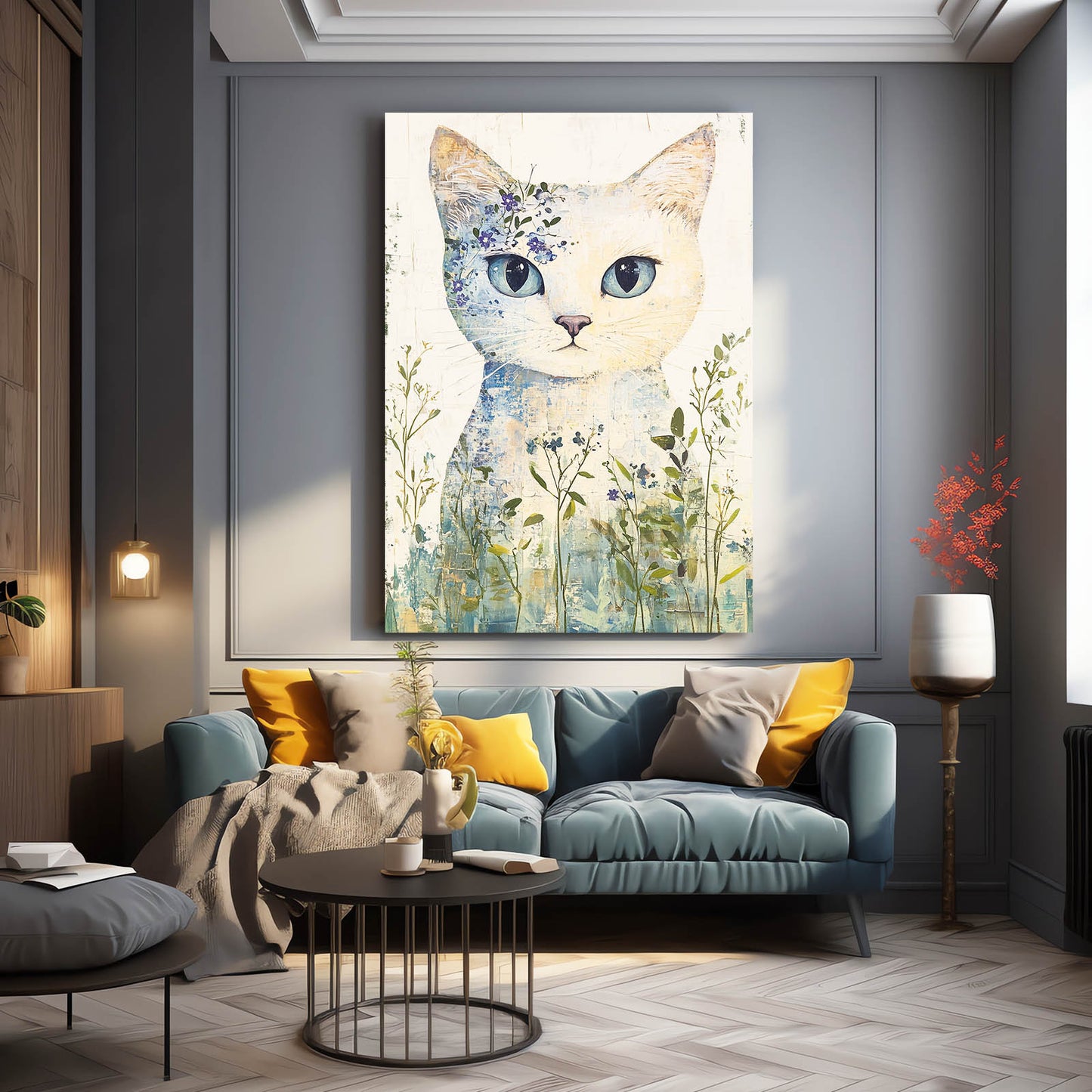 Floral Spirit Cat Wall Art