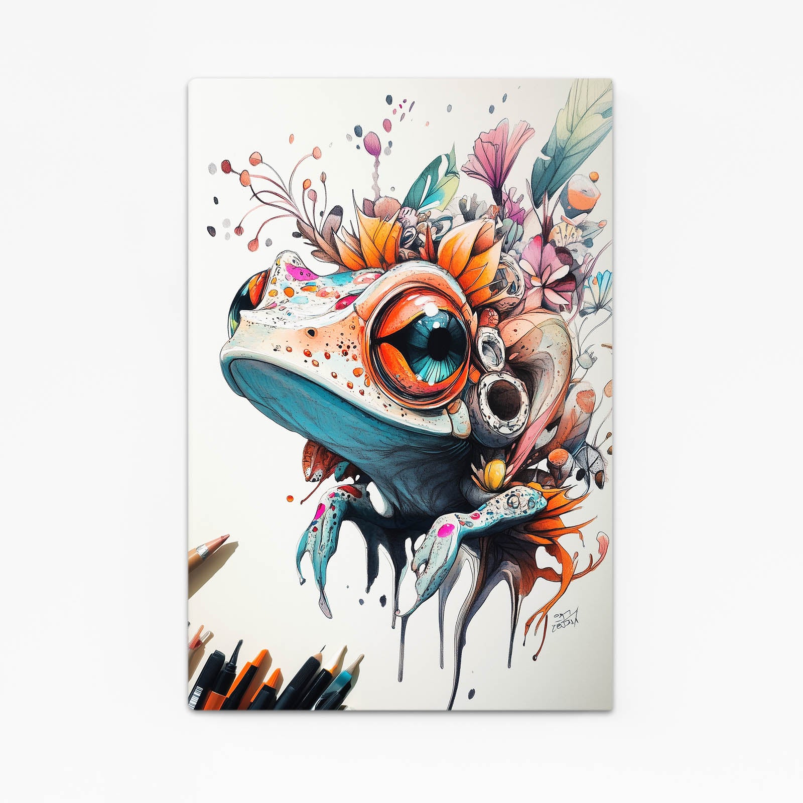 Floral Splash Dreamer Frog Art – floral splash dreamer frog canvas print