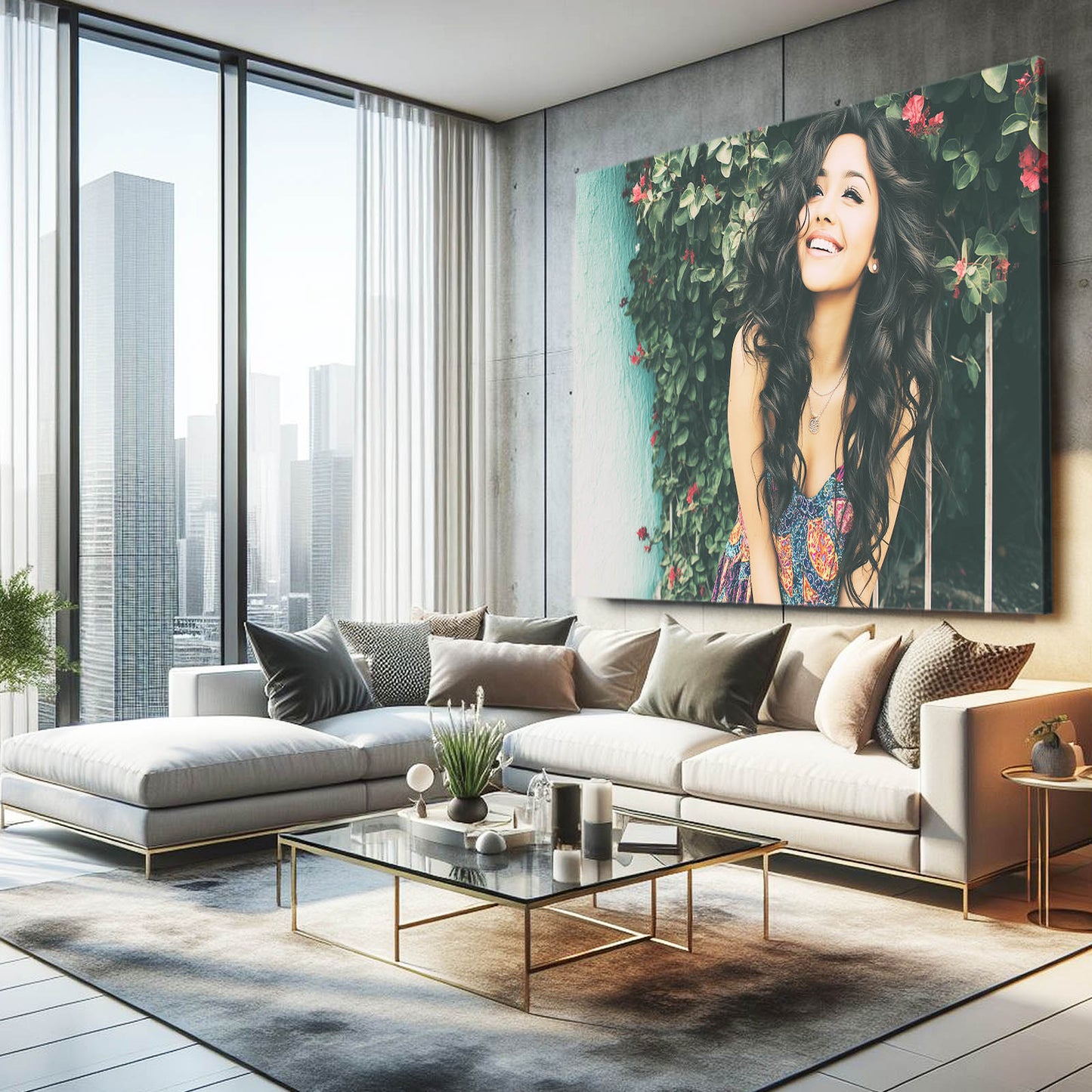 Floral Vine Portrait Photography Wall Decor – styled in a furnished interior