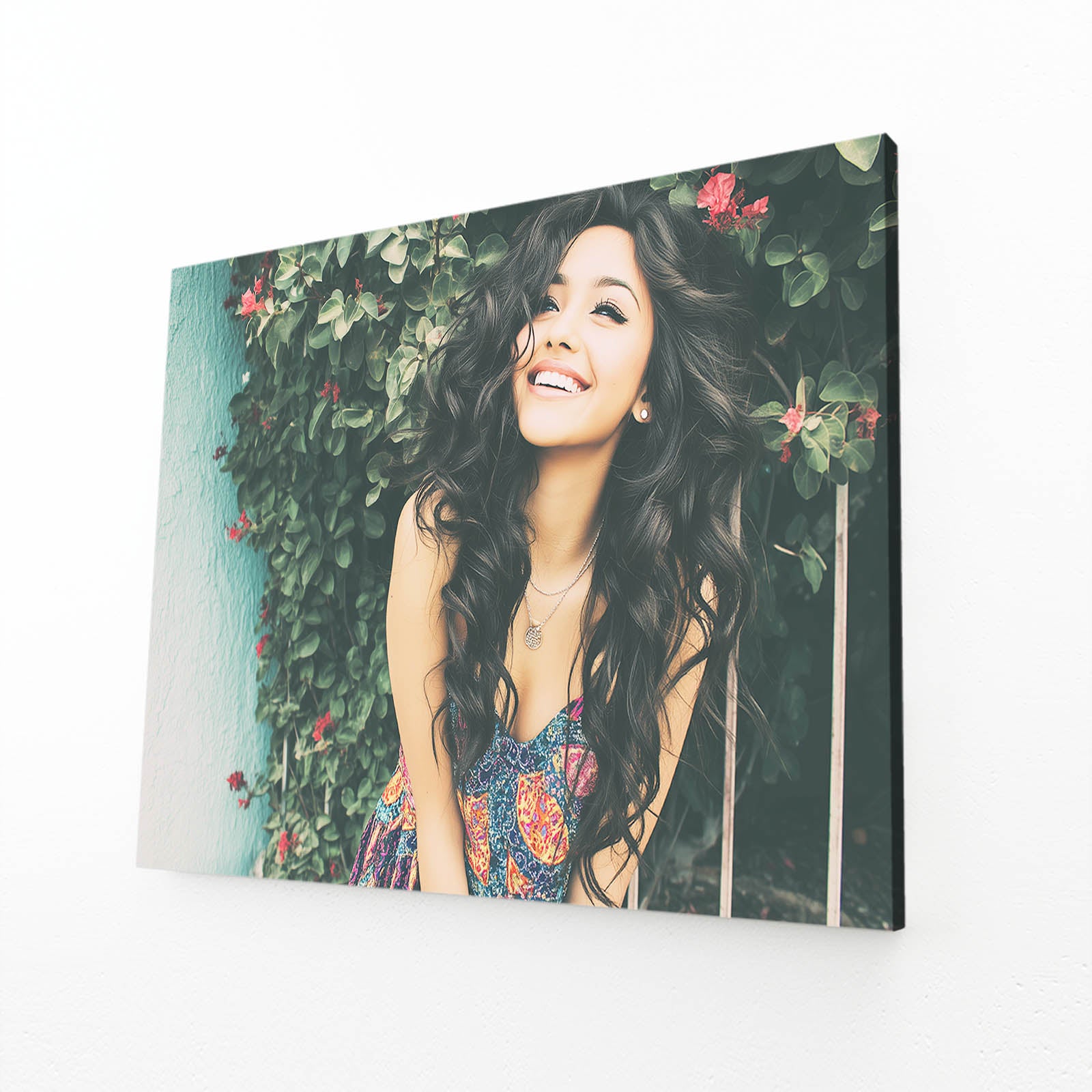 Floral Vine Portrait Photography Wall Decor – angled canvas view on white background