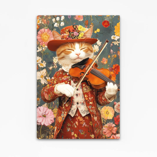 Floral Violinist Cat Wall Art