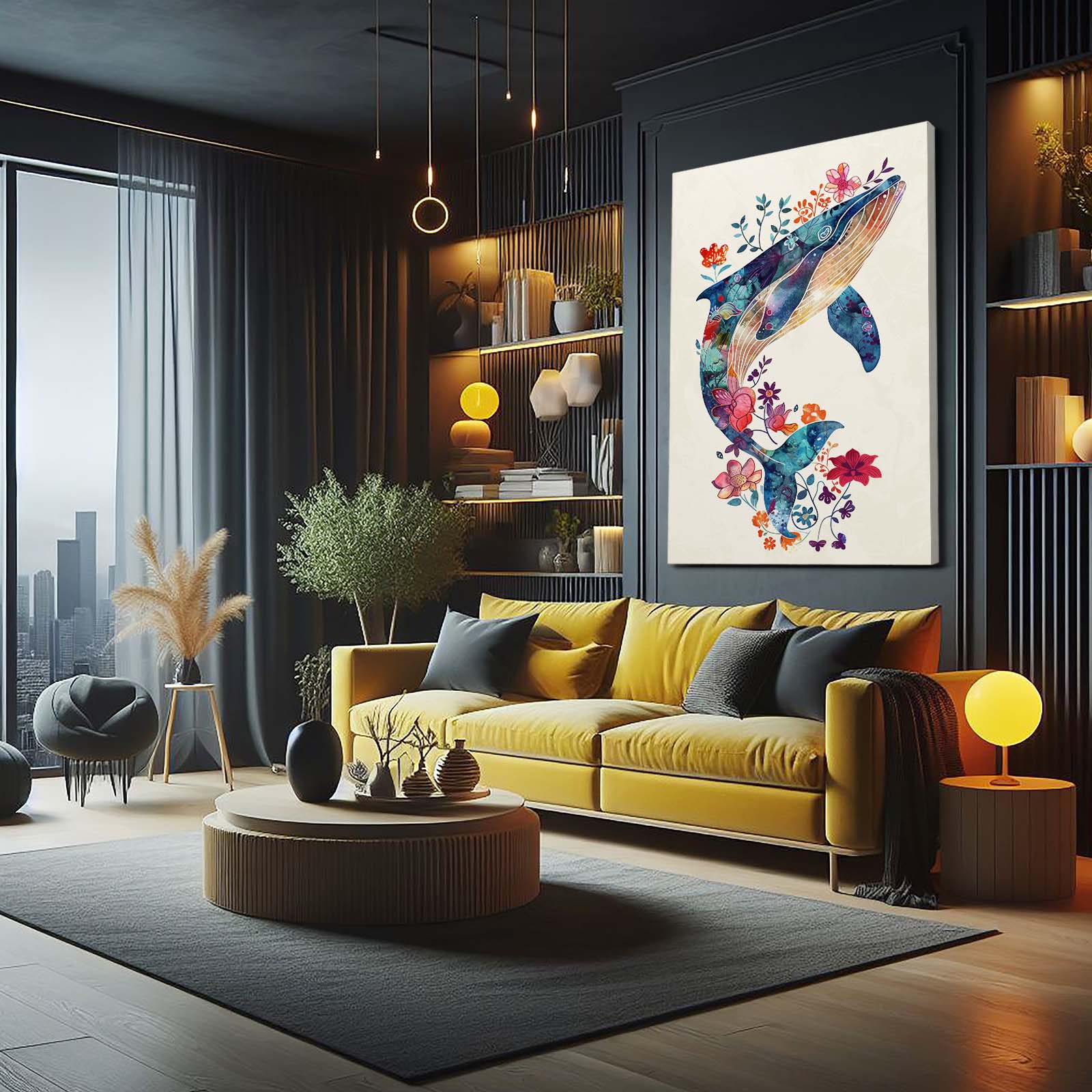 Floral Whale Art