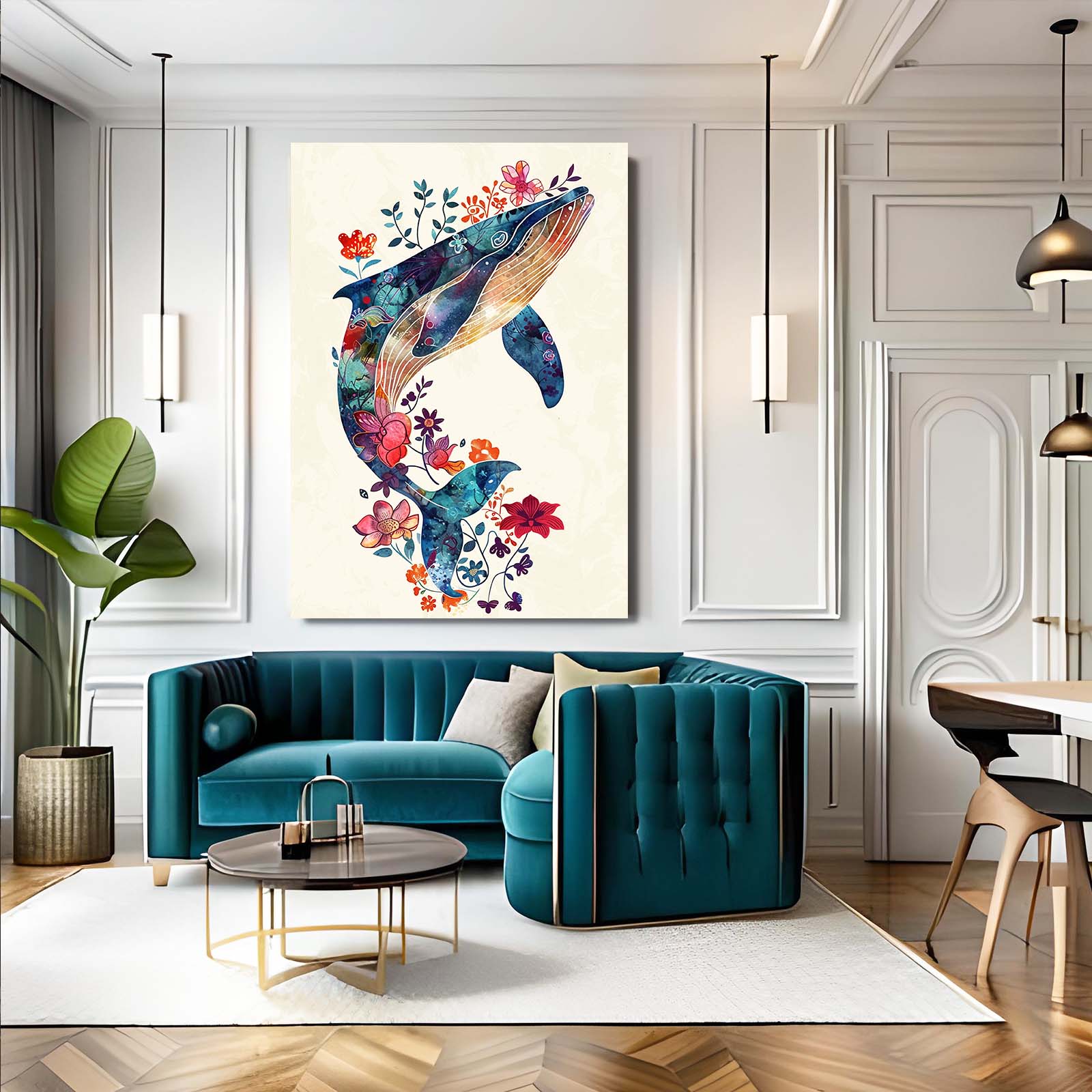 Floral Whale Art