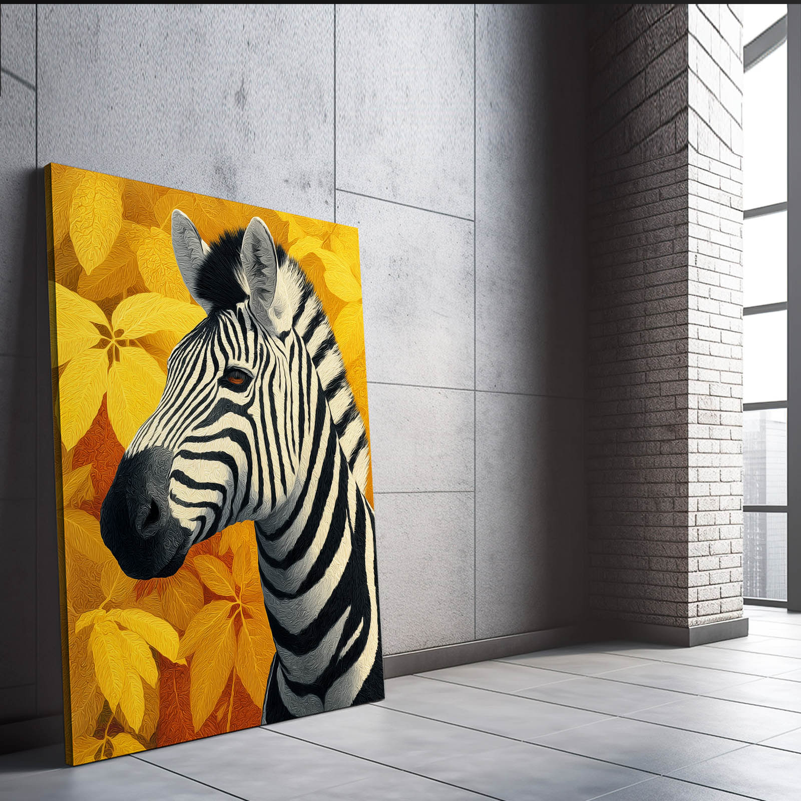 Floral Zebra Canvas – styled in a furnished interior