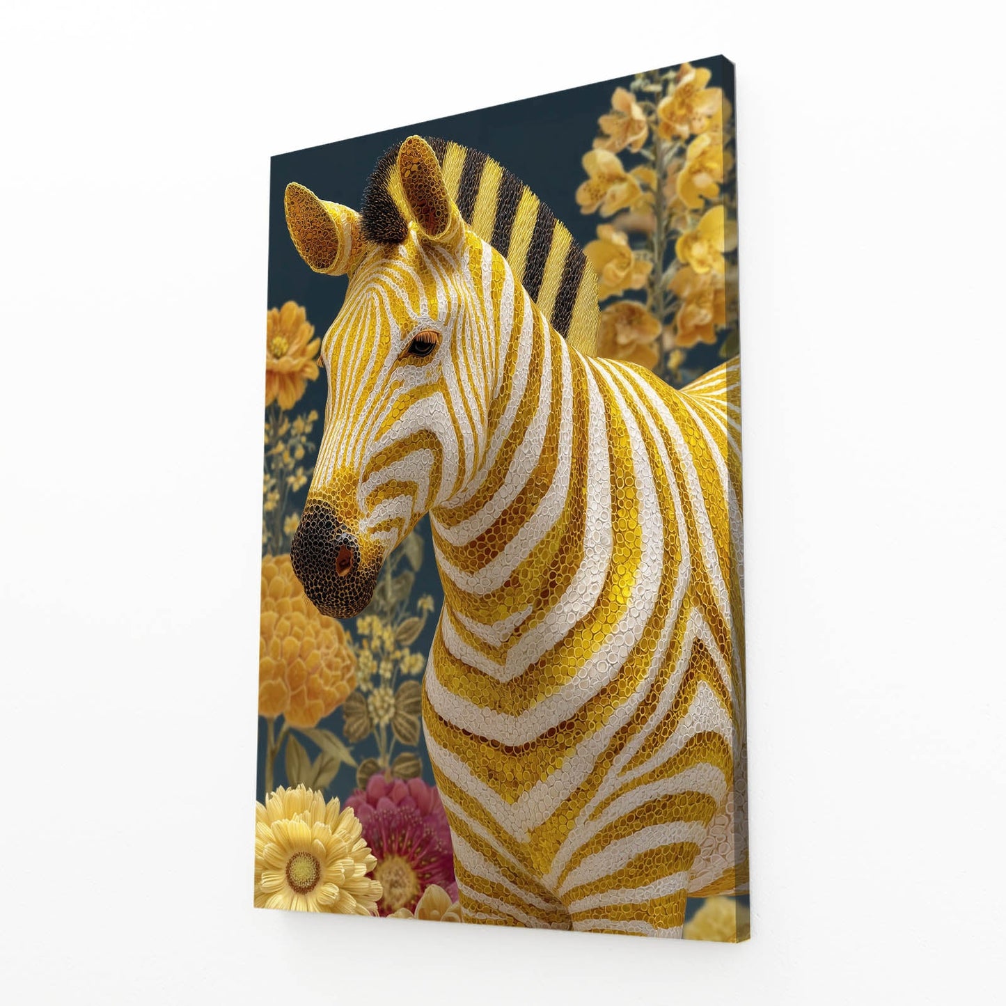 Floral Zebra Prints – angled canvas view on white background
