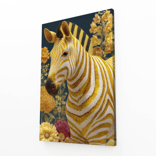 Floral Zebra Prints – angled canvas view on white background