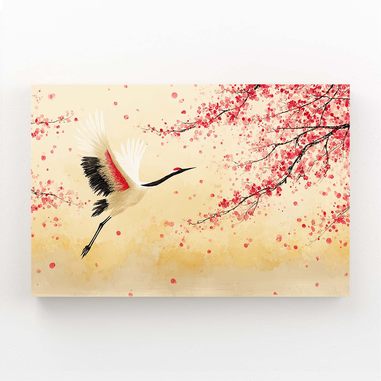 Flying Crane Cherry Blossom Prints – flying crane cherry blossom canvas print