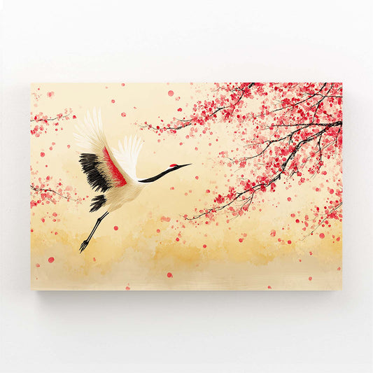 Flying Crane Cherry Blossom Prints – flying crane cherry blossom canvas print