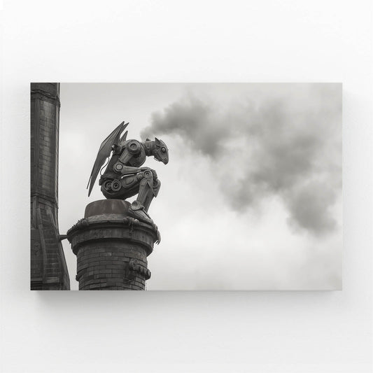 Foggy Gargoyle Sentinel Steampunk Art – foggy gargoyle sentinel steampunk canvas print