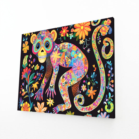 Folk Floral Alebrije Monkey Art – folk floral alebrije monkey canvas print