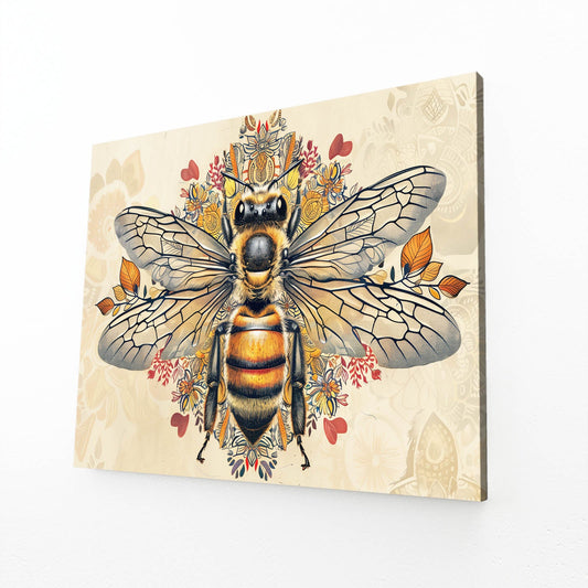 Folk Floral Bee Art