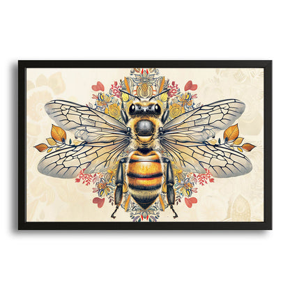 Folk Floral Bee Art