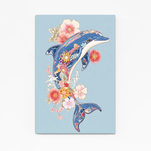 Folk Flower Dolphin Canvas