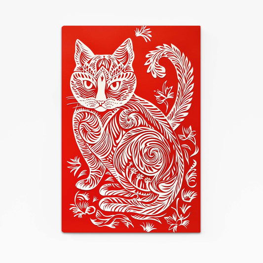 Folk Pattern Cat Wall Art