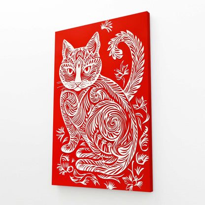 Folk Pattern Cat Wall Art