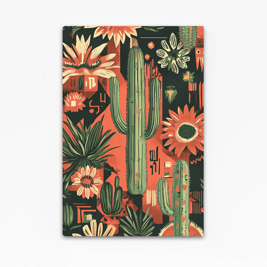 Folk Pattern Terracotta Cactus Art – folk pattern terracotta cactus canvas print