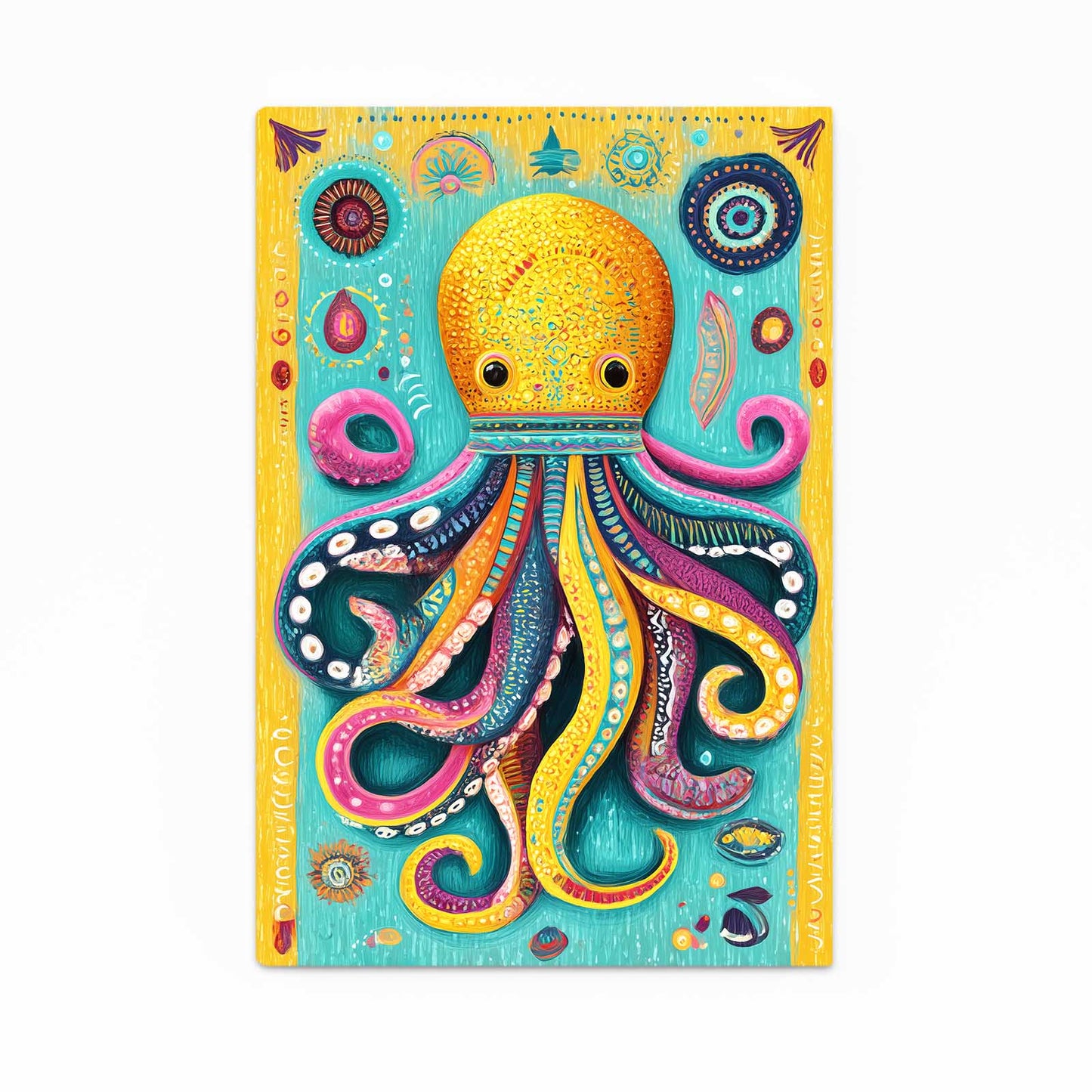 Folk Sun Totem Octopus Art – folk sun totem octopus canvas print