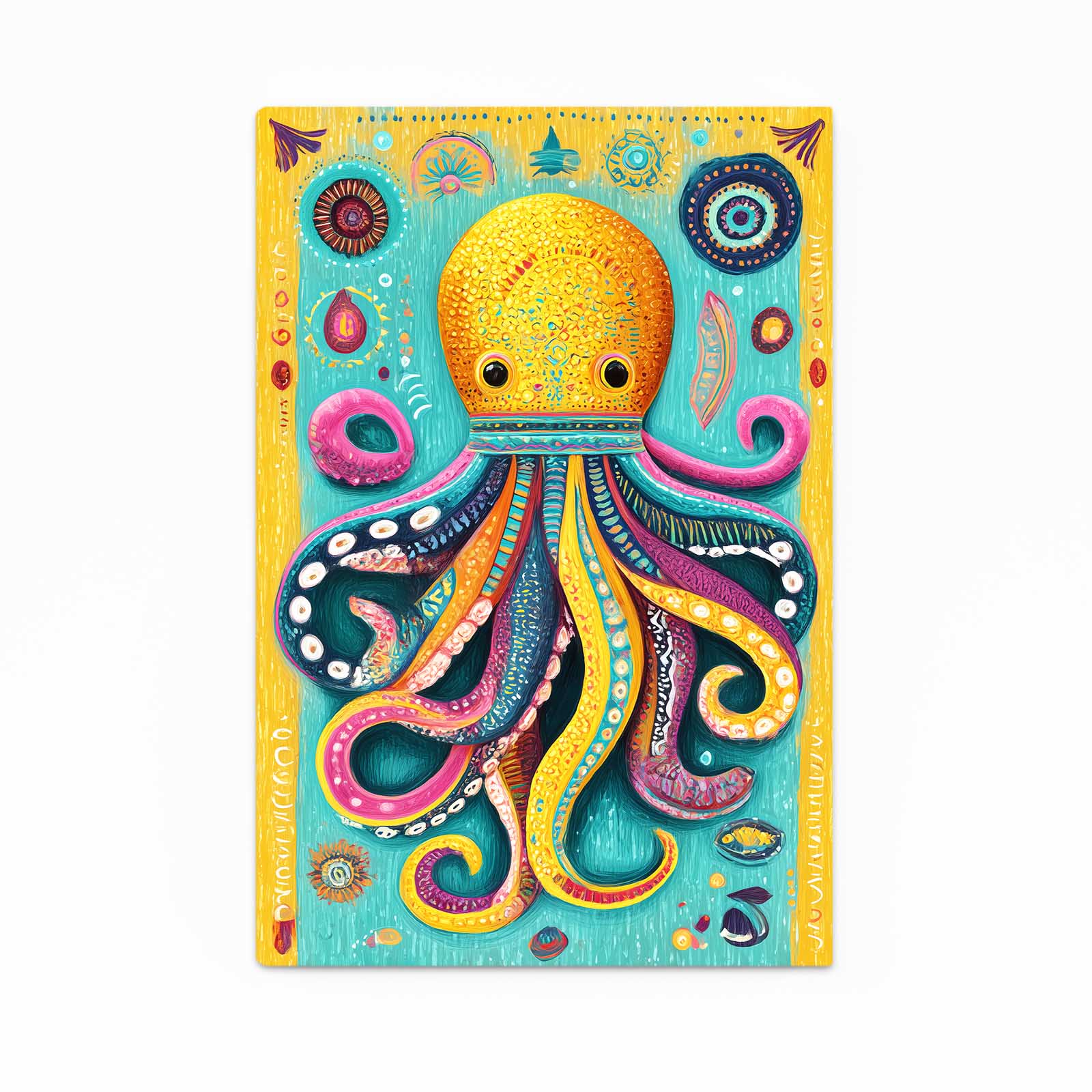 Folk Sun Totem Octopus Art – folk sun totem octopus canvas print