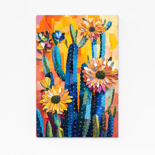 Folk Sunflower Bloom Cactus Prints – folk sunflower bloom cactus canvas print