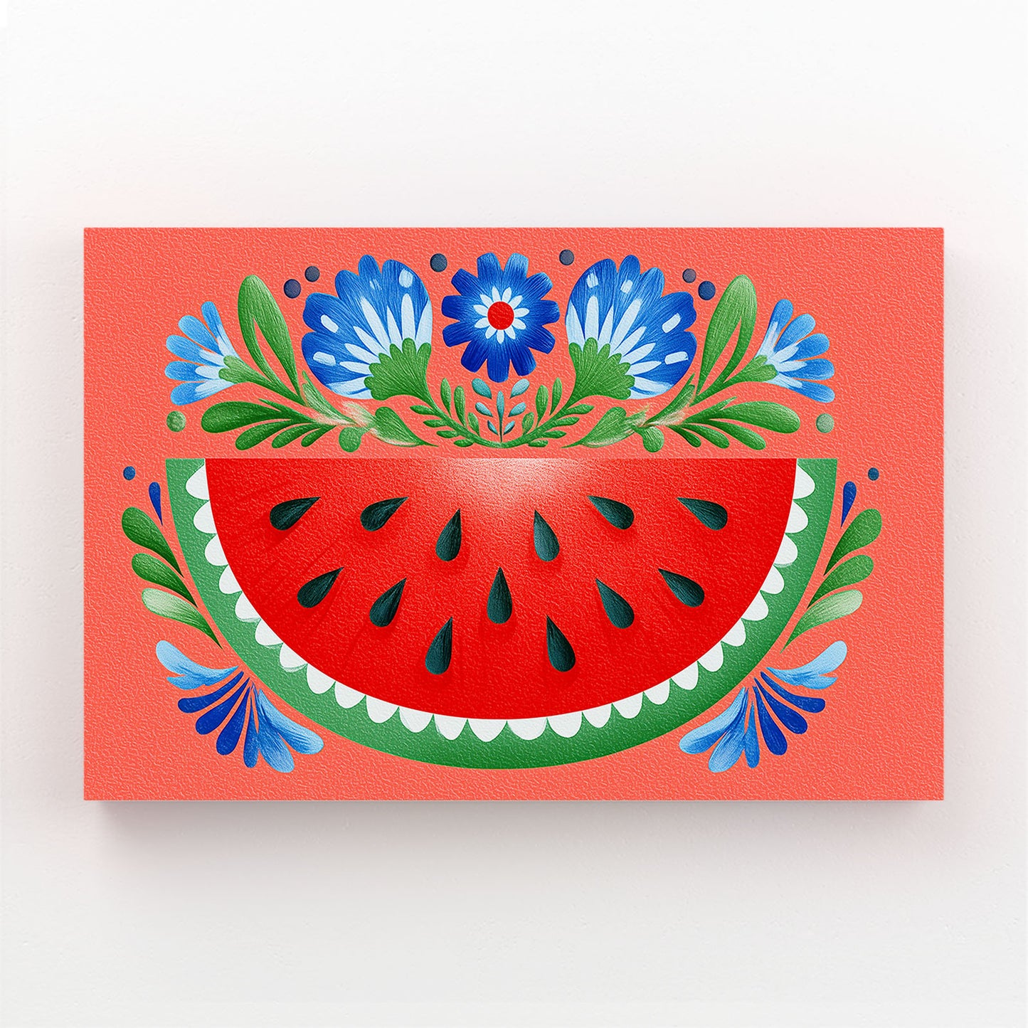 Folk Watermelon Slice Fruit Art – folk watermelon slice fruit canvas print
