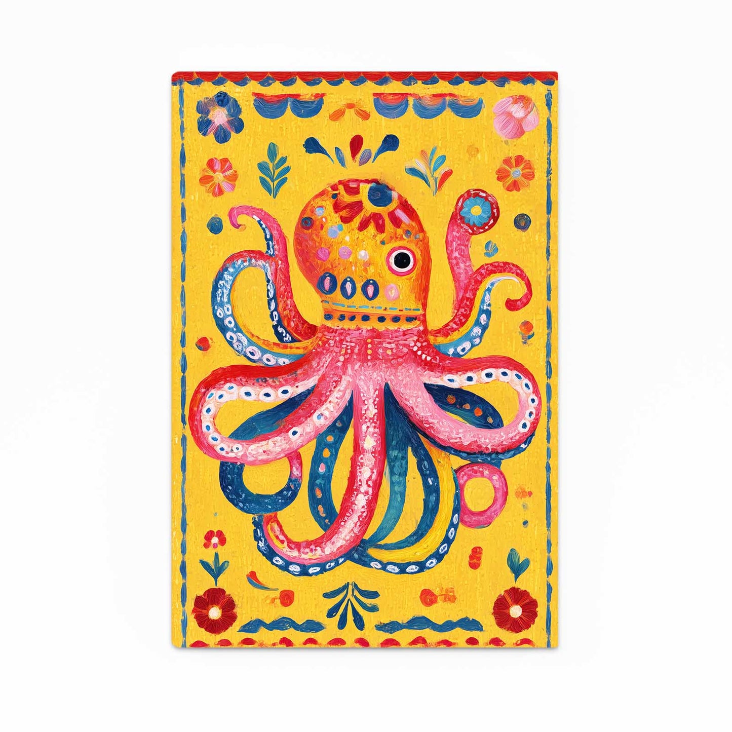 Folk Yellow Panel Octopus Prints – folk yellow panel octopus canvas print