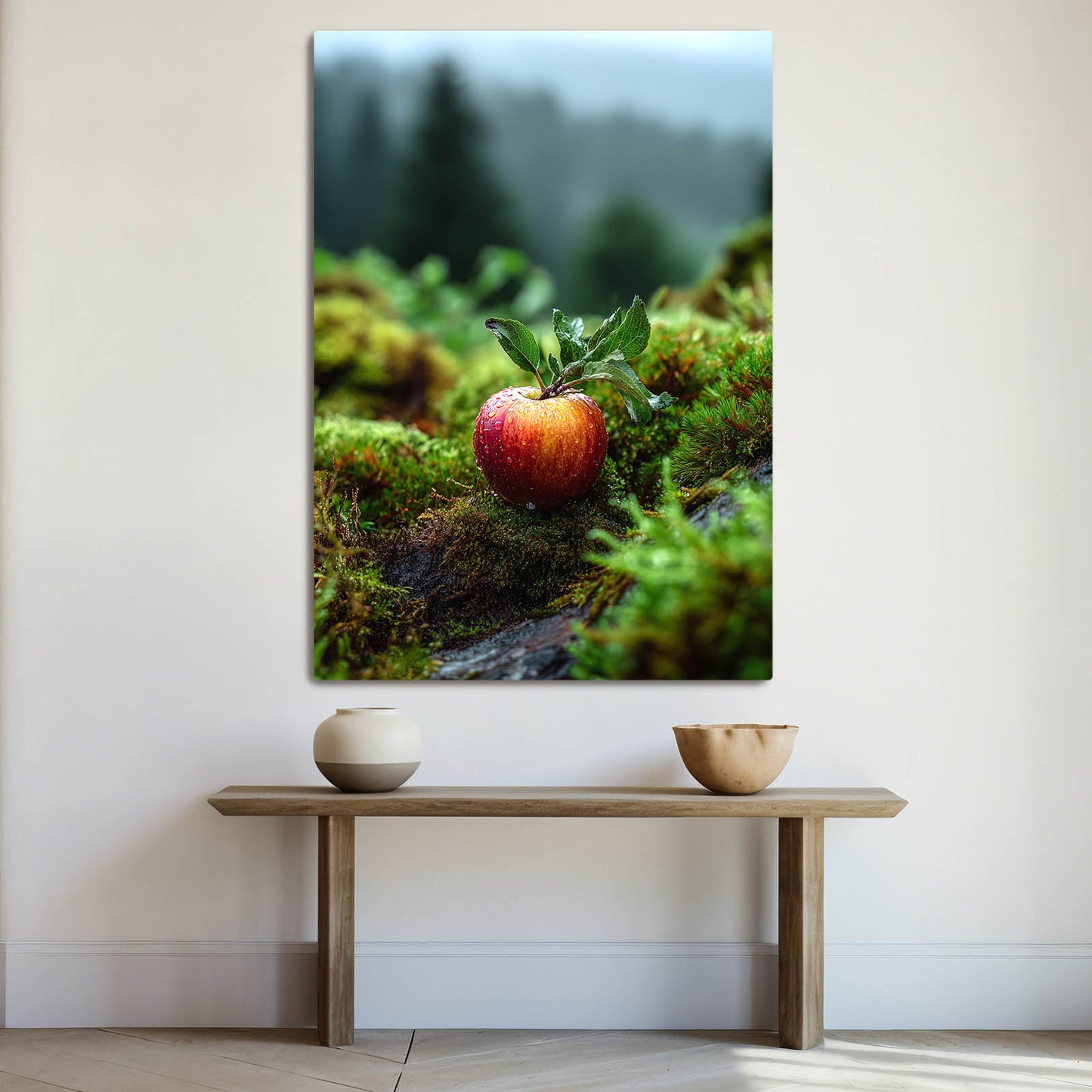 Forest Moss Apple Canvas – styled in a furnished interior