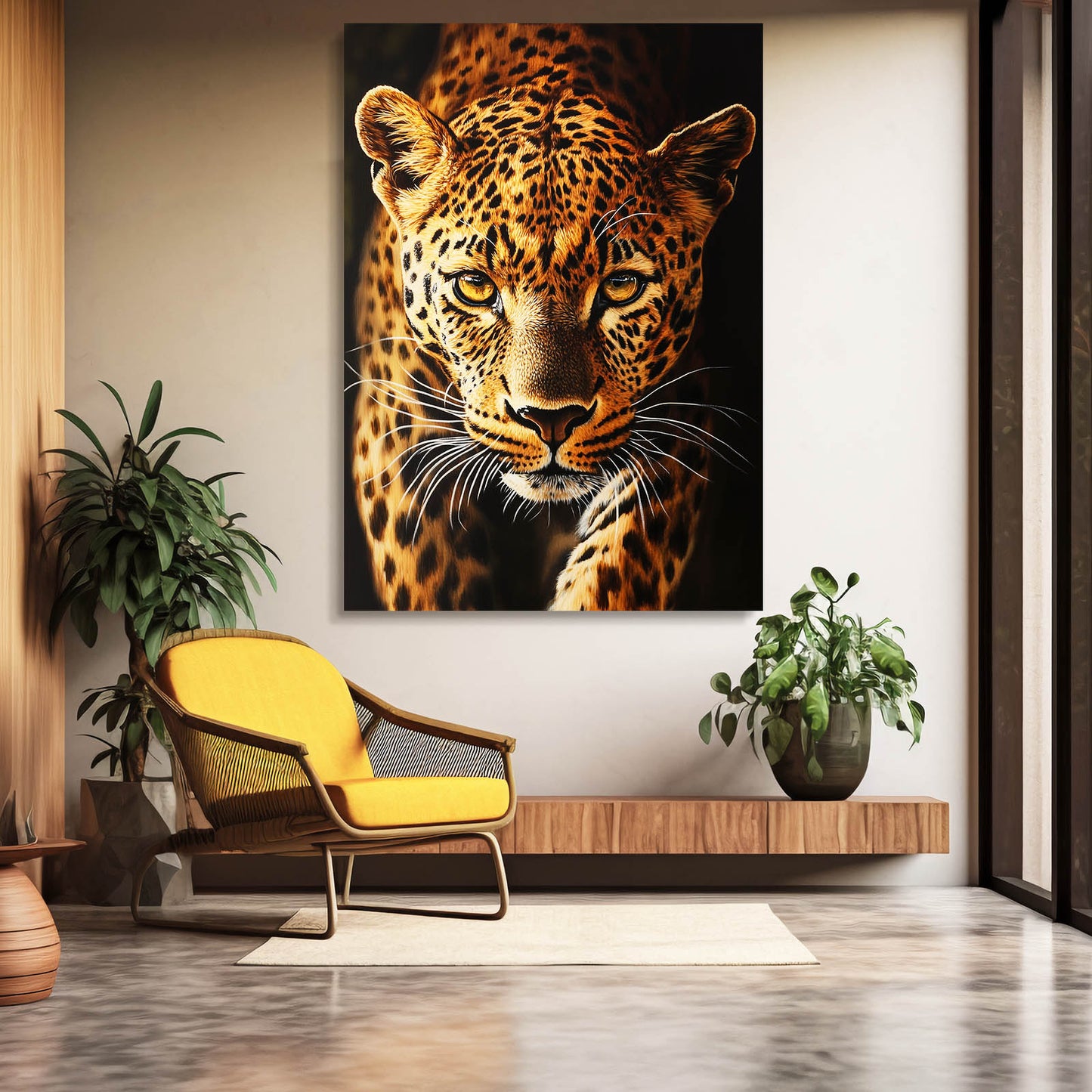 Forest Shadow Gaze Leopard Wall Decor – styled in a furnished interior