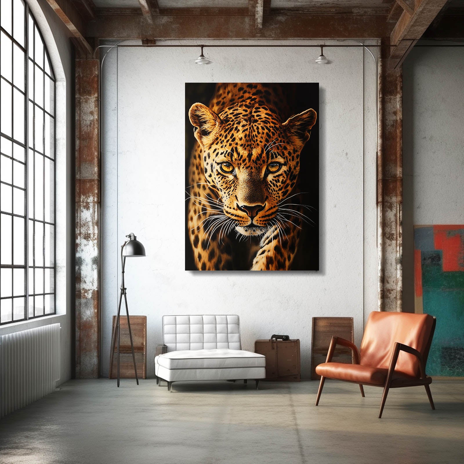 Forest Shadow Gaze Leopard Wall Decor – styled in a furnished interior
