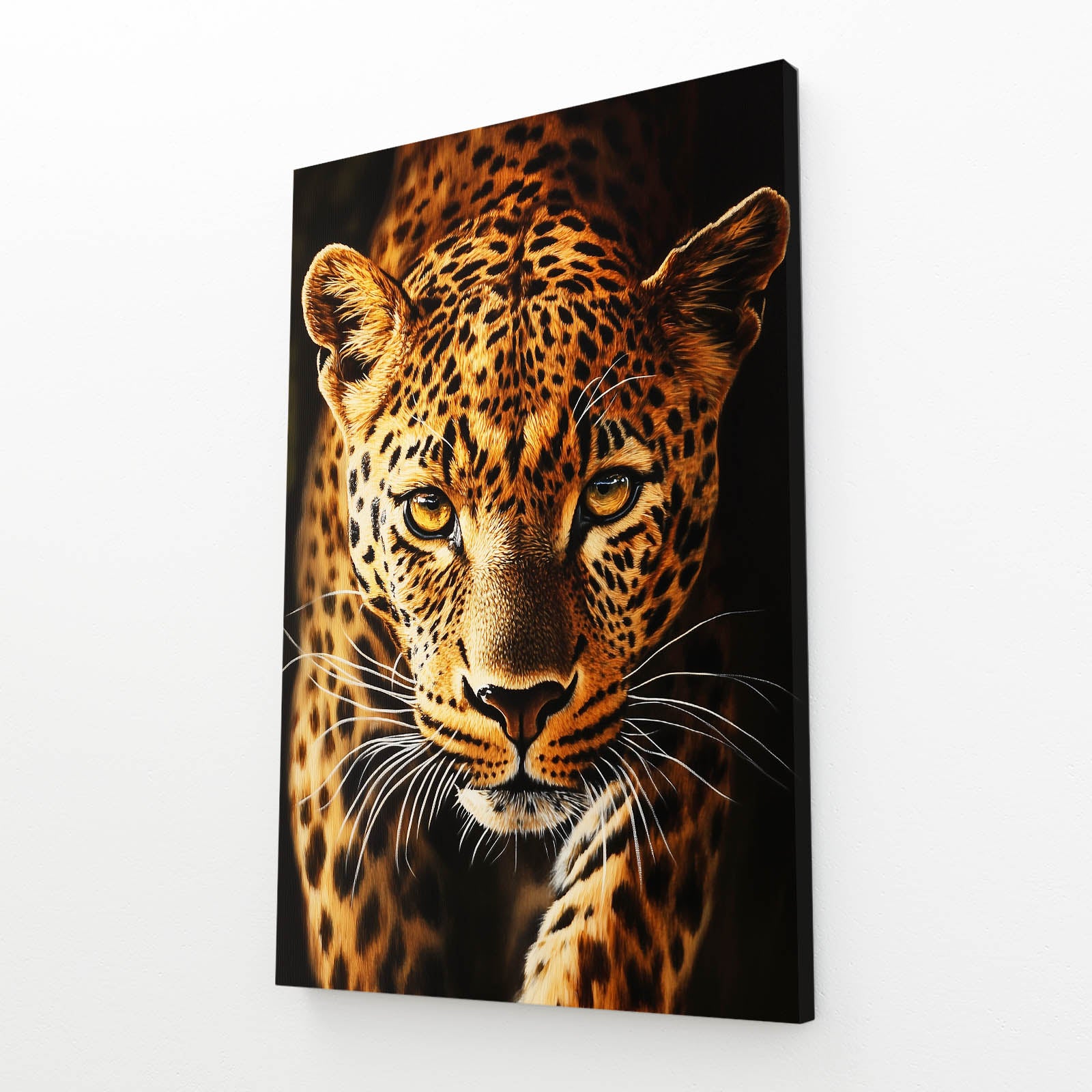 Forest Shadow Gaze Leopard Wall Decor – angled canvas view on white background