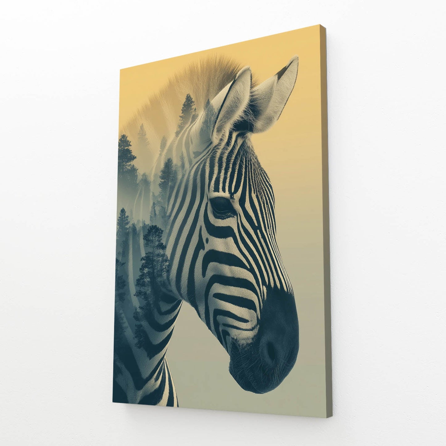 Forest Zebra Artwork – styled in a furnished interior