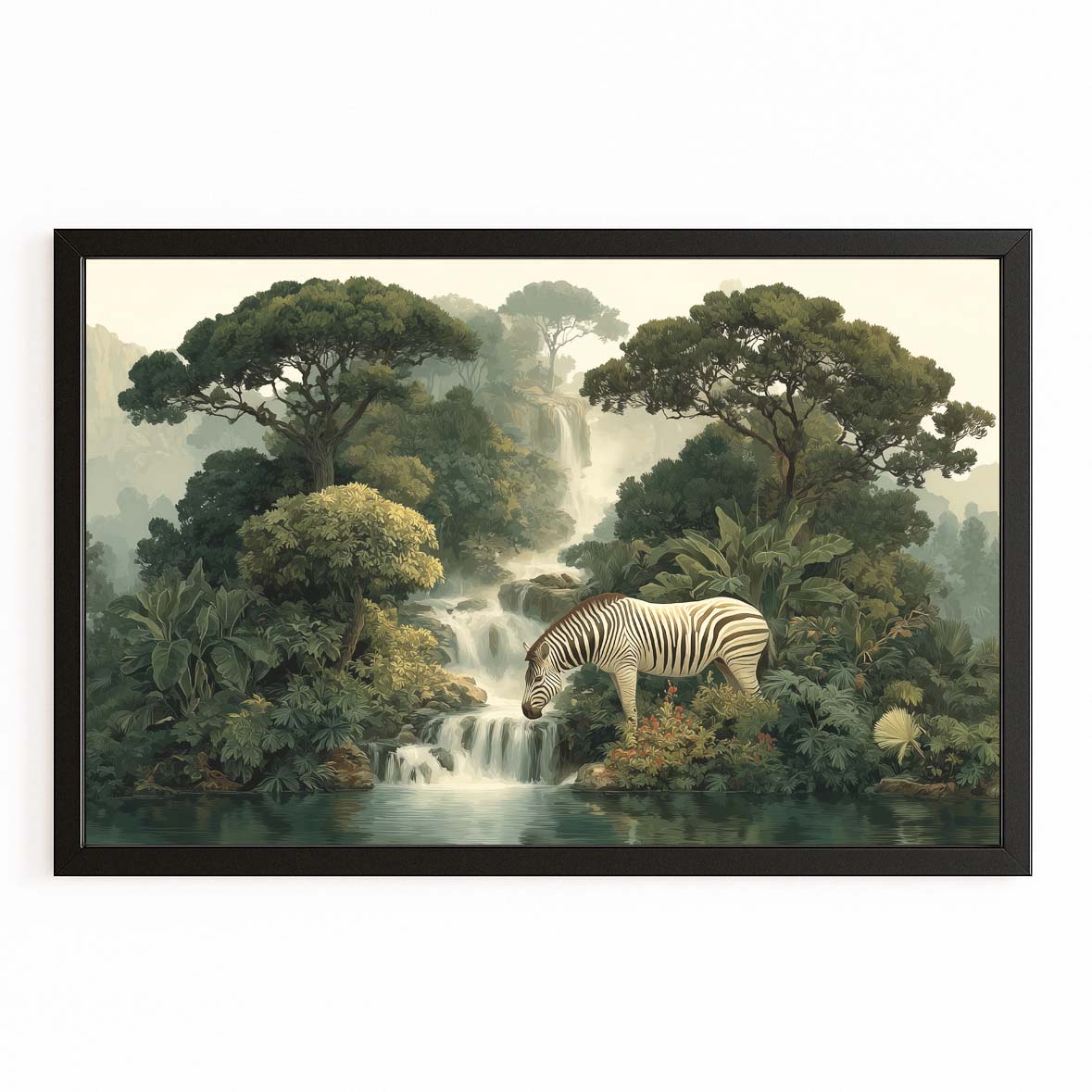 Forest Zebra Prints – with Premium Black frame on white background