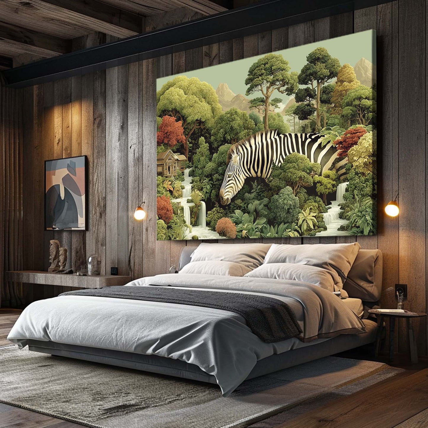 Forest Zebra Wall Art – styled in a furnished interior