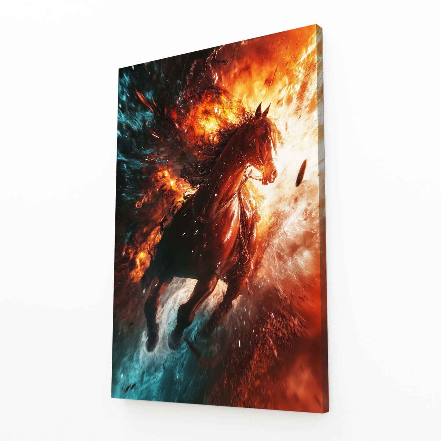 Fracture Horse Art – angled canvas view on white background