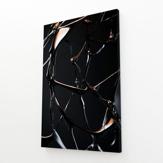 Fractured Gold Web Abstract Canvas – angled canvas view on white background
