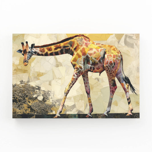 Colorful abstract painting of a giraffe on a textured background