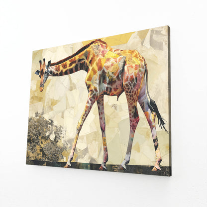 Colorful abstract painting of a giraffe on a textured background