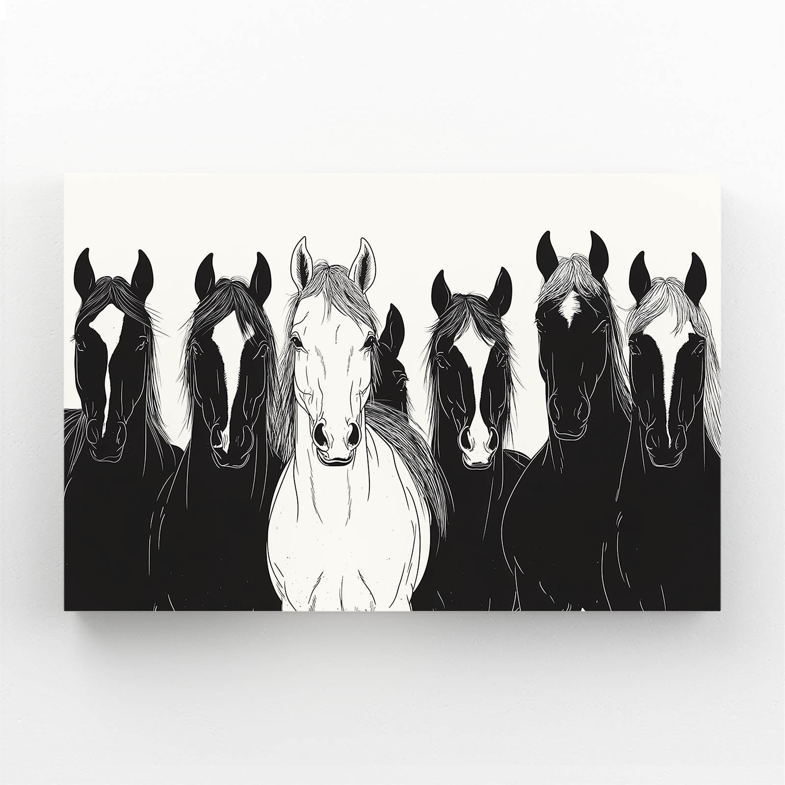 Framed Horse Wall Art – angled canvas view on white background