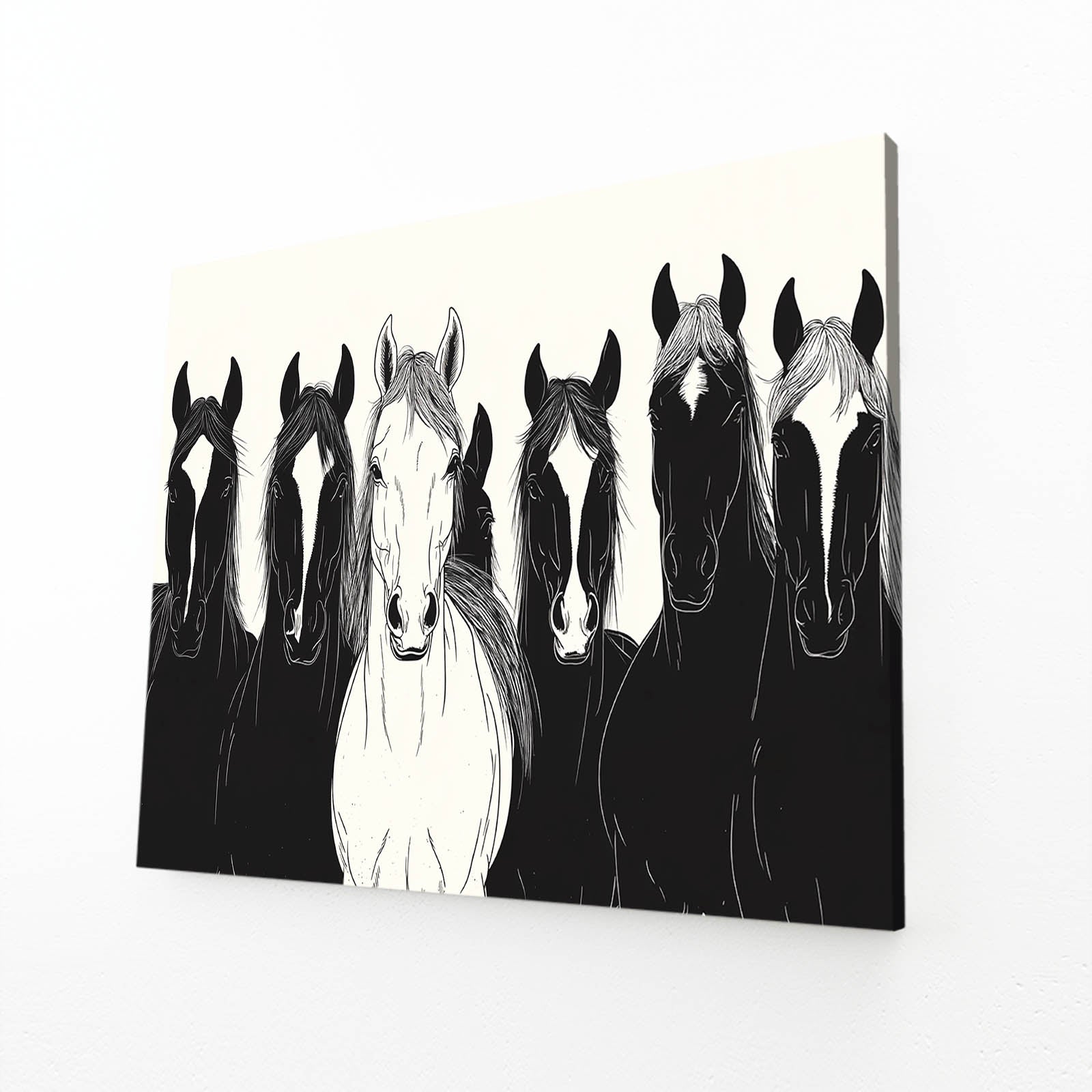 Framed Horse Wall Art – angled canvas view on white background