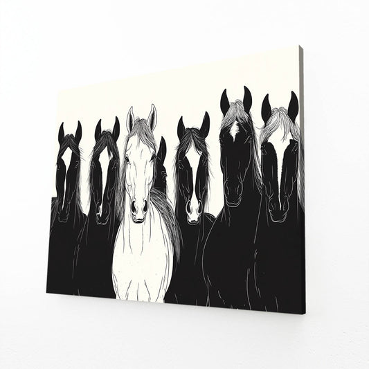 Framed Horse Wall Art – angled canvas view on white background