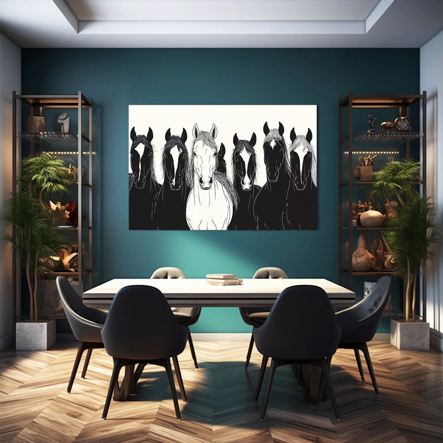 Framed Horse Wall Art – angled canvas view on white background