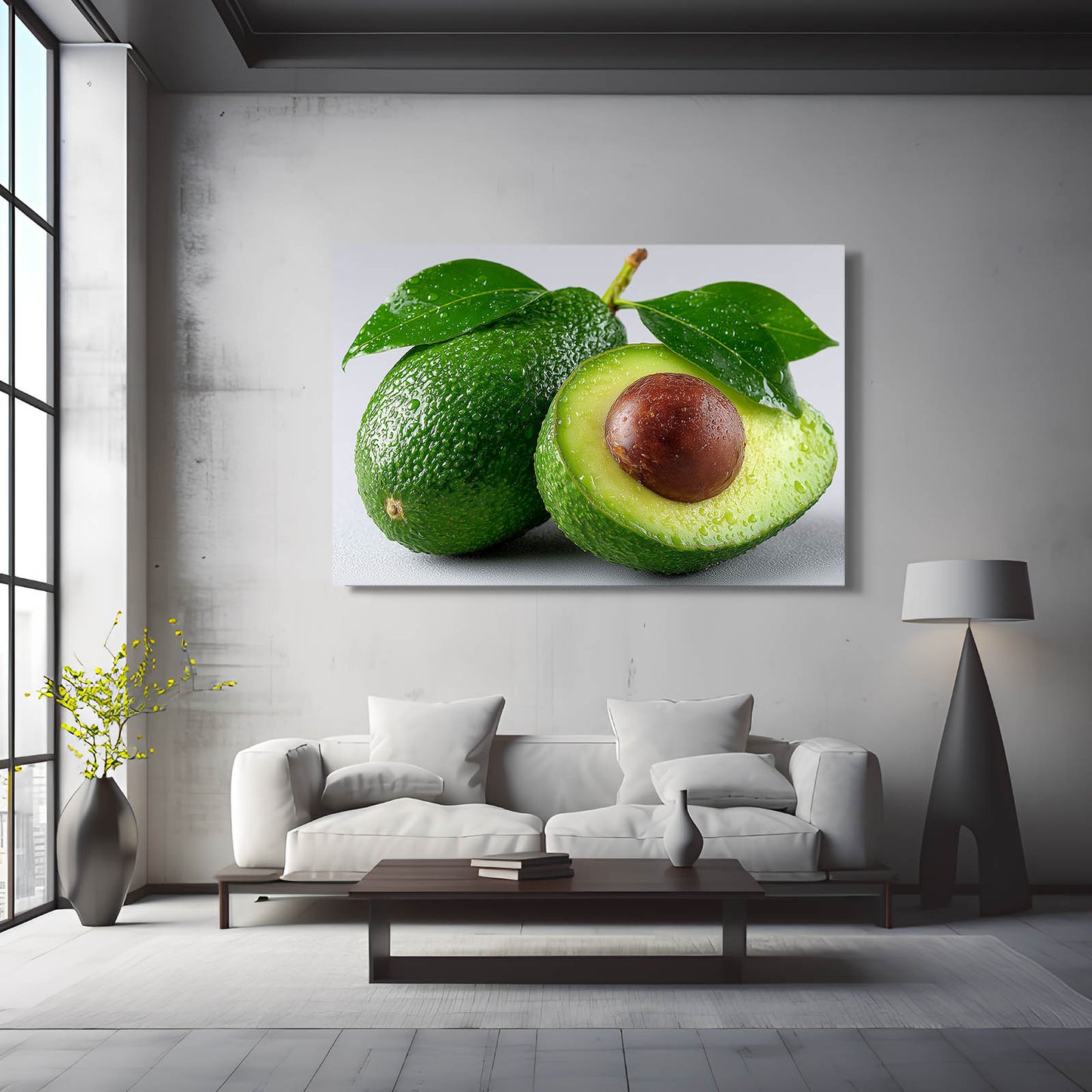 Fresh Avocado Halves Fruit Prints – styled in a furnished interior