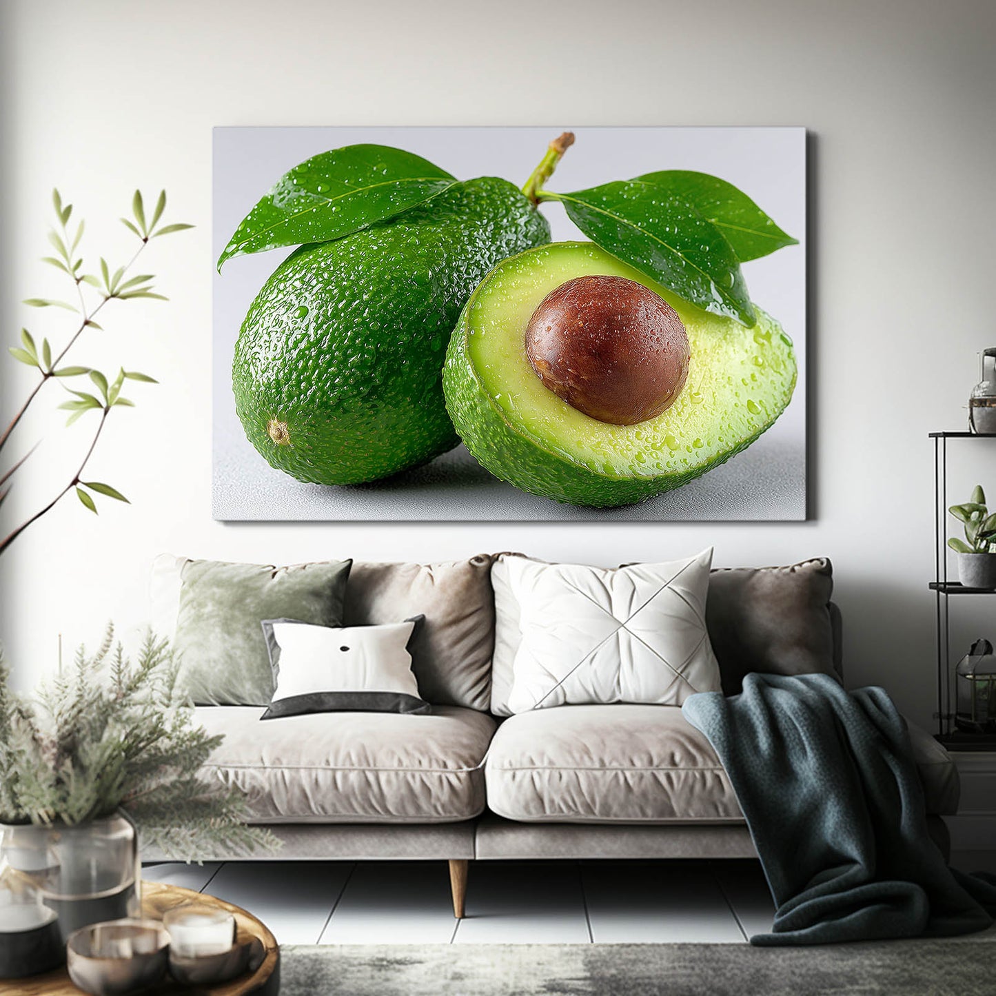 Fresh Avocado Halves Fruit Prints – styled in a furnished interior