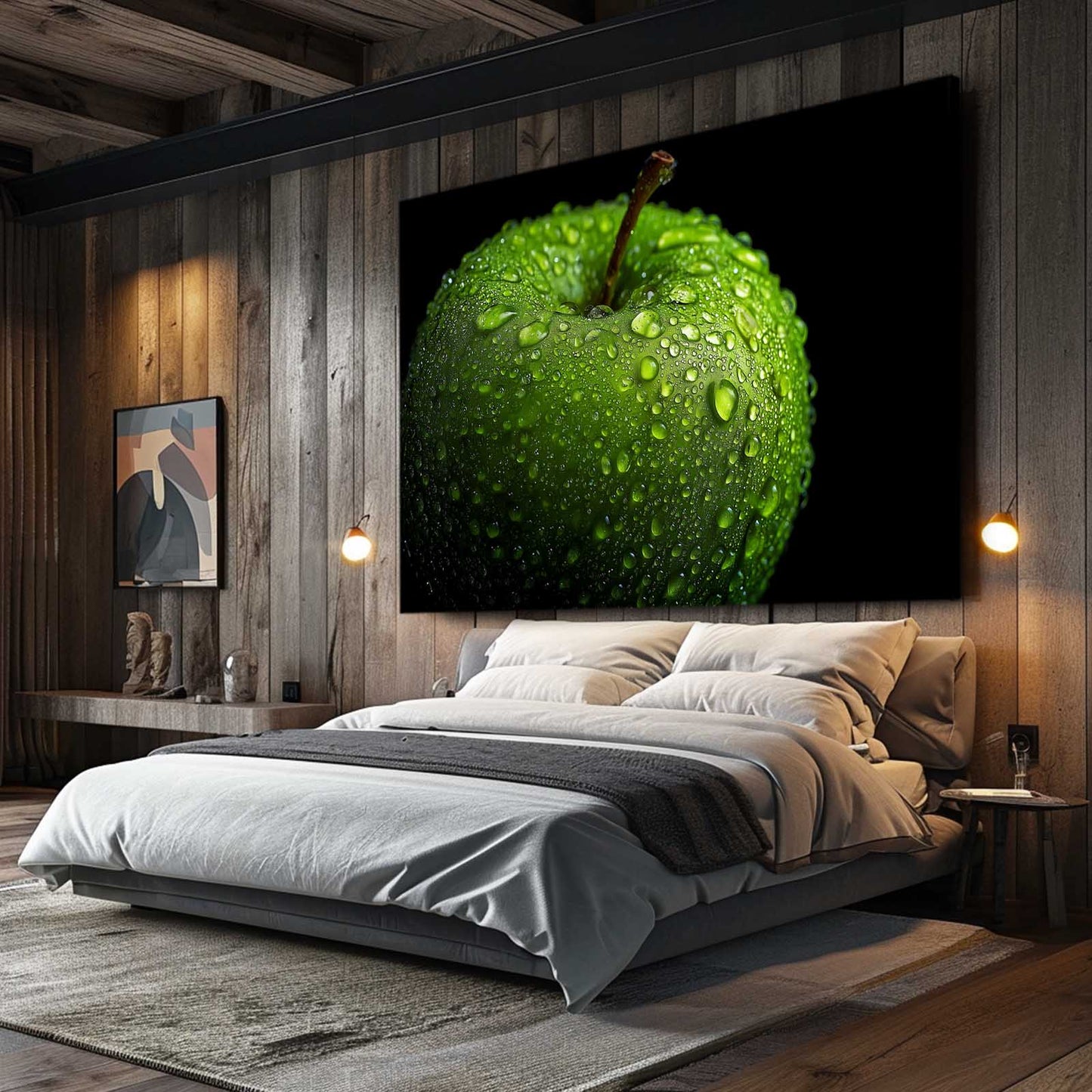 Fresh Green Droplets Apple Prints – styled in a furnished interior