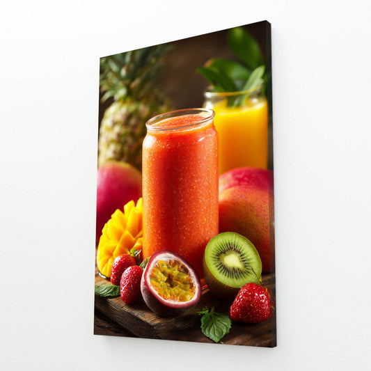Fresh Smoothie Spread Fruit Prints – angled canvas view on white background