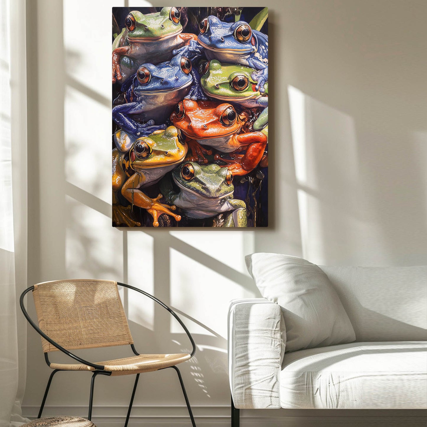 Frog Pile Party Art – styled in a furnished interior