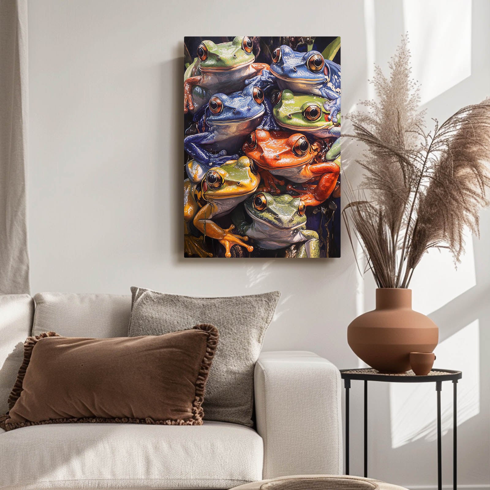 Frog Pile Party Art – styled in a furnished interior
