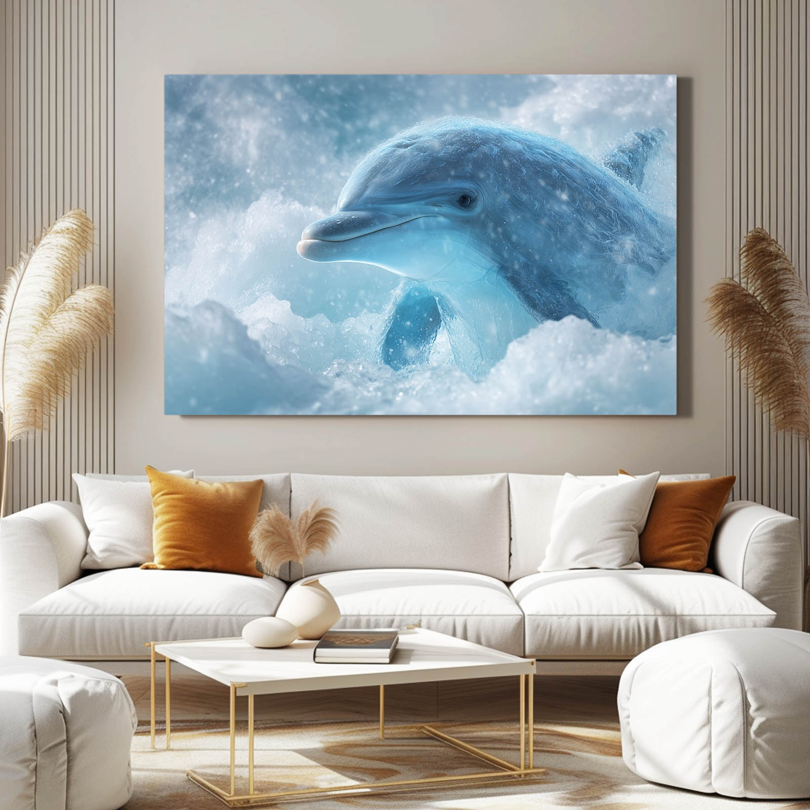 Frost Cloud Dolphin Art – styled in a furnished interior